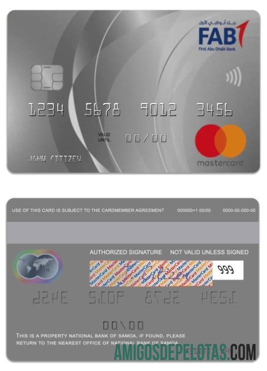 Arábia Saudita Primeiro Abu Dhabi Bank Platinum World Credit Mastercard exemplo